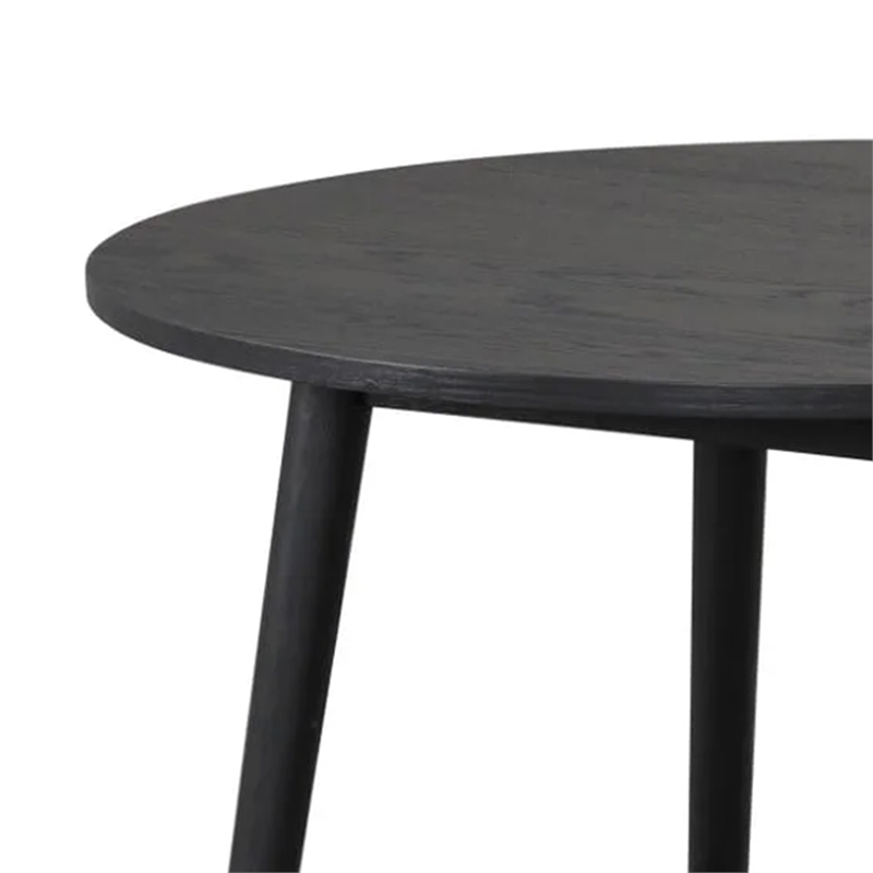 Pemberly Row 42 Inch Round Dining Table Shaker Style Legs in Black Rubberwood