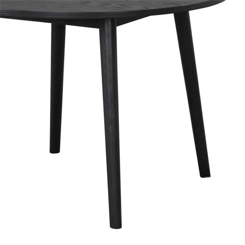 Pemberly Row 42 Inch Round Dining Table Shaker Style Legs in Black Rubberwood