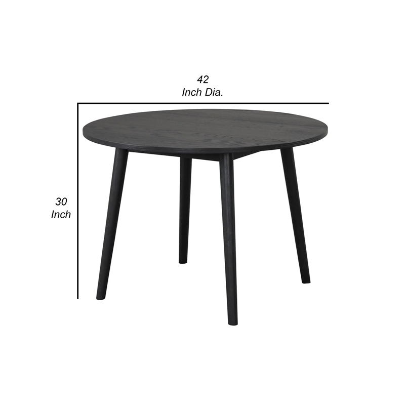 Pemberly Row 42 Inch Round Dining Table Shaker Style Legs in Black Rubberwood