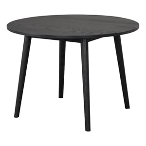 Pemberly Row 42 Inch Round Dining Table Shaker Style Legs in Black Rubberwood