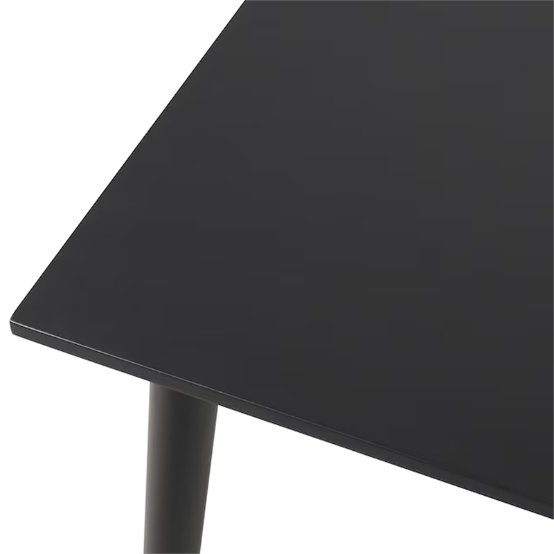 Pemberly Row 60 Inch Rectangular Dining Table Straight Legs in Black Wood
