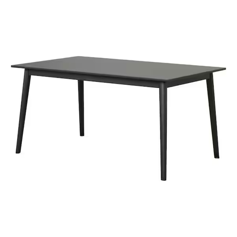 Pemberly Row 60 Inch Rectangular Dining Table Straight Legs in Black Wood