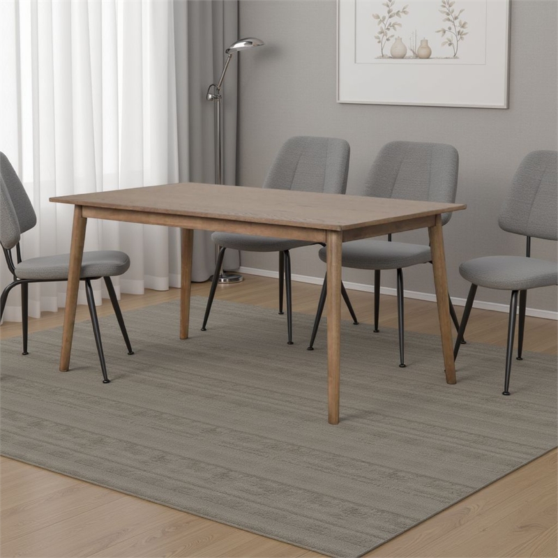 Pemberly Row 60 Inch Rectangular Dining Table Straight Legs in Walnut Wood