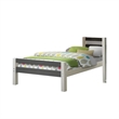 Pemberly Row Twin Size Bed Transitional Style in White and Gray Wood Frame