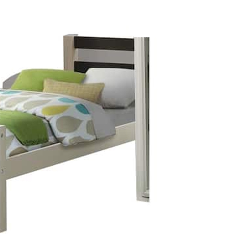 Pemberly Row Twin Size Bed Transitional Style in White and Gray Wood Frame