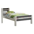 Pemberly Row Twin Size Bed Transitional Style in White and Gray Wood Frame