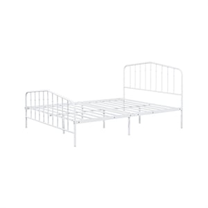 Pemberly Row Full Size Bed Classic Spindle Headboard & Footboard in White Metal