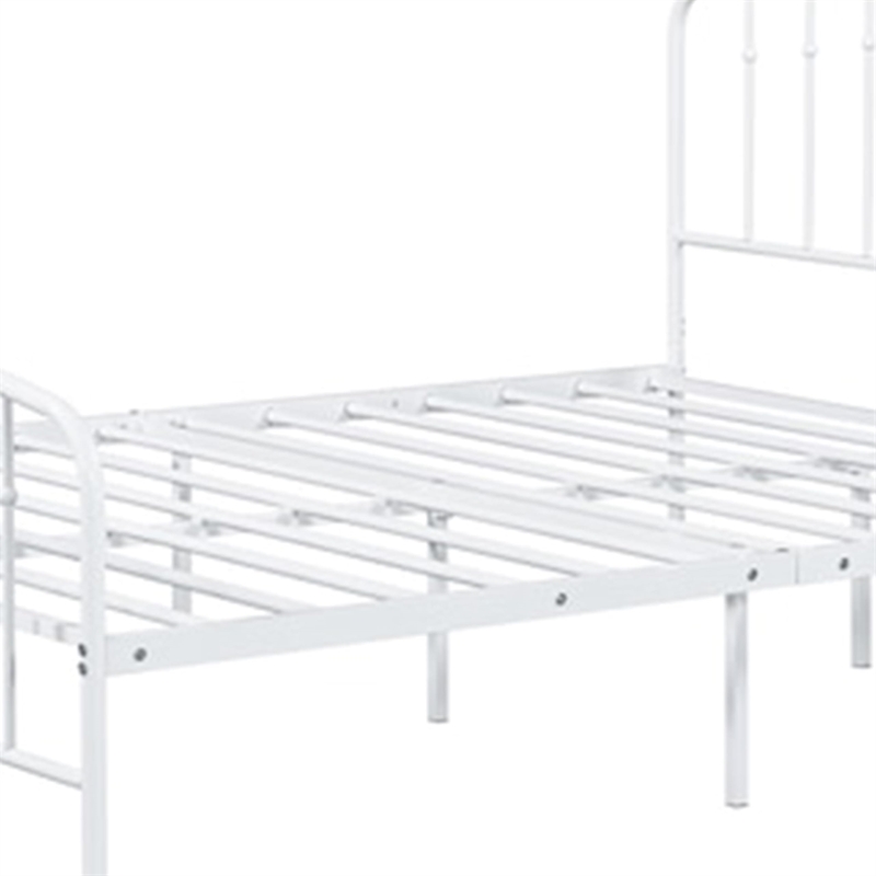 Pemberly Row Full Size Bed Classic Spindle Headboard & Footboard in White Metal