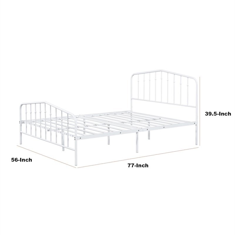 Pemberly Row Full Size Bed Classic Spindle Headboard & Footboard in White Metal
