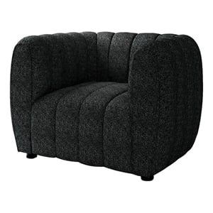 Pemberly Row 36 Inch Accent Armchair in Black Boucle Vertical Channel Tufted