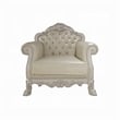 Pemberly Row Accent Chair with Claw Feet in Bone White Tufted Faux Leather