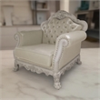 Pemberly Row Accent Chair with Claw Feet in Bone White Tufted Faux Leather
