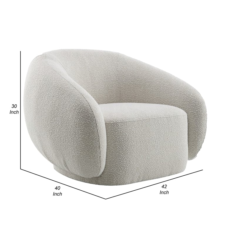 Pemberly Row Swivel Accent Chair Plush Round Cloudlike Design Beige Boucle