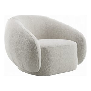 Pemberly Row Swivel Accent Chair Plush Round Cloudlike Design Beige Boucle