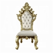 Pemberly Row Side Dining Chair Set of 2 Crystal Tufted Gold Floral Carvings