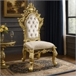 Pemberly Row Side Dining Chair Set of 2 Crystal Tufted Gold Floral Carvings