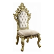 Pemberly Row Side Dining Chair Set of 2 Crystal Tufted Gold Floral Carvings