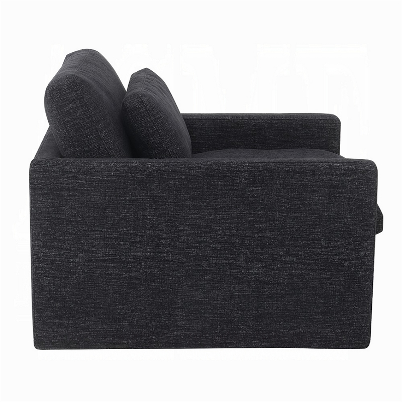 Pemberly Row Swivel Accent Chair with Pillow Square Arm in Dark Gray