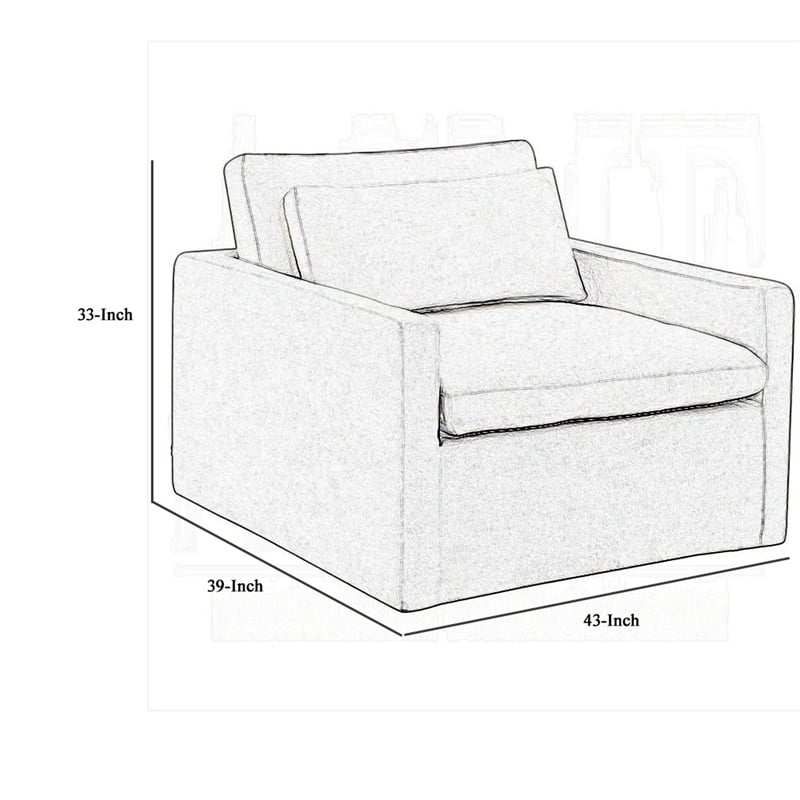 Pemberly Row Swivel Accent Chair with Pillow Square Arm in Dark Gray