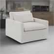 Pemberly Row Swivel Accent Chair with Pillow Square Arm in Ivory White