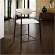Pemberly Row 25 Inch Counter Height Chair in Beige Fabric Black Metal Frame