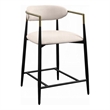 Pemberly Row 25 Inch Counter Height Chair in Beige Fabric Black Metal Frame
