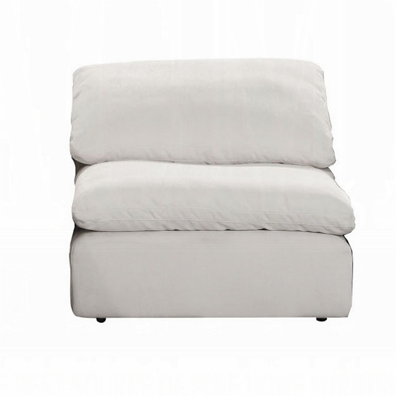 Pemberly Row Modular Armless Chair Pillow Top Cushions in Ivory Linen Fabric