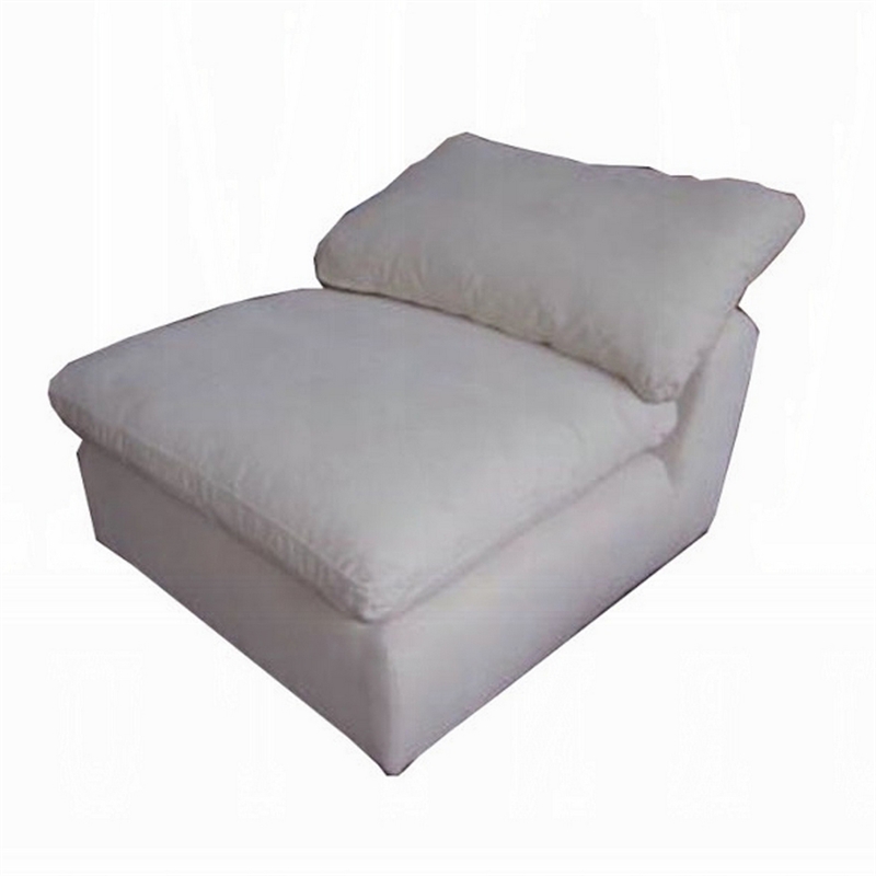 Pemberly Row Modular Armless Chair Pillow Top Cushions in Ivory Linen Fabric
