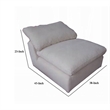 Pemberly Row Modular Armless Chair Pillow Top Cushions in Ivory Linen Fabric