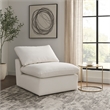 Pemberly Row Modular Armless Chair Pillow Top Cushions in Ivory Linen Fabric