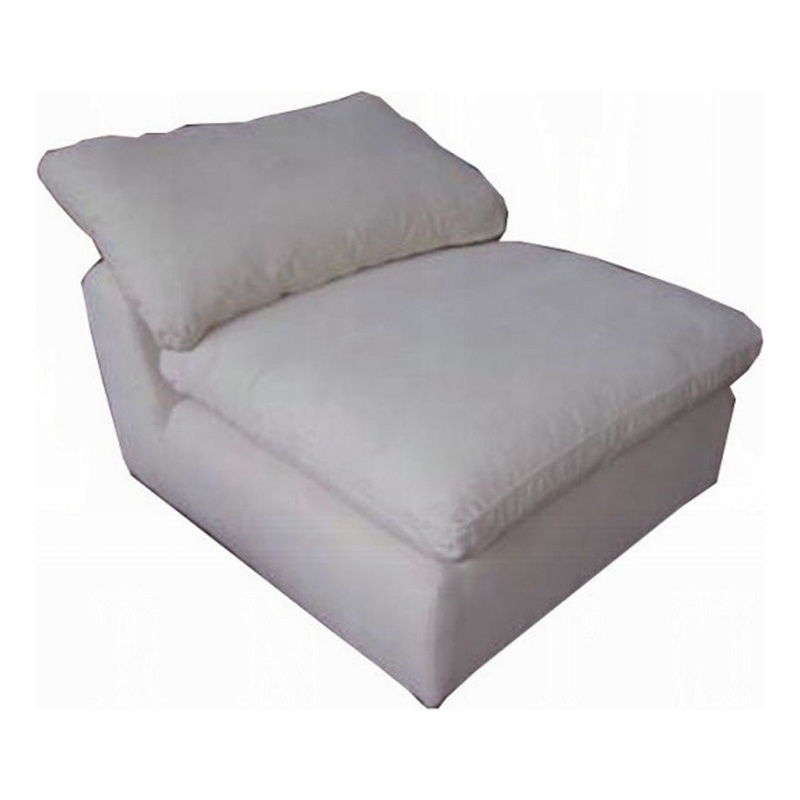 Pemberly Row Modular Armless Chair Pillow Top Cushions in Ivory Linen Fabric