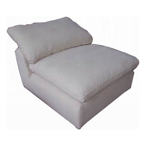 Pemberly Row Modular Armless Chair Pillow Top Cushions in Ivory Linen Fabric