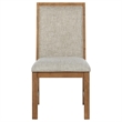 Pemberly Row Dining Side Chair Set of 2 in Brown Asian Hardwood Beige Fabric