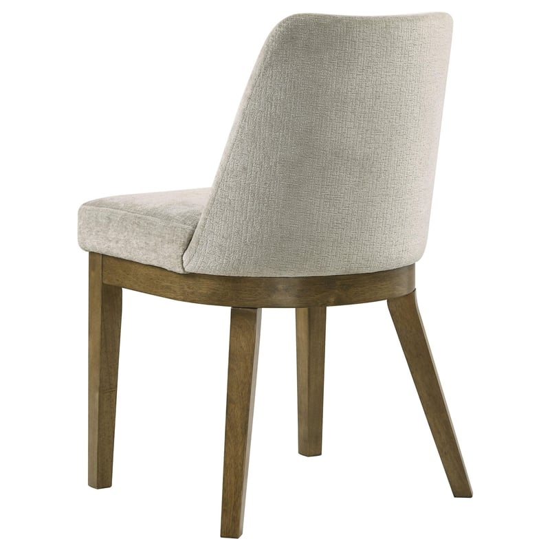 Pemberly Row Dining Armless Chair Set of 2 Tapered Legs in Oak Brown Wood Tan