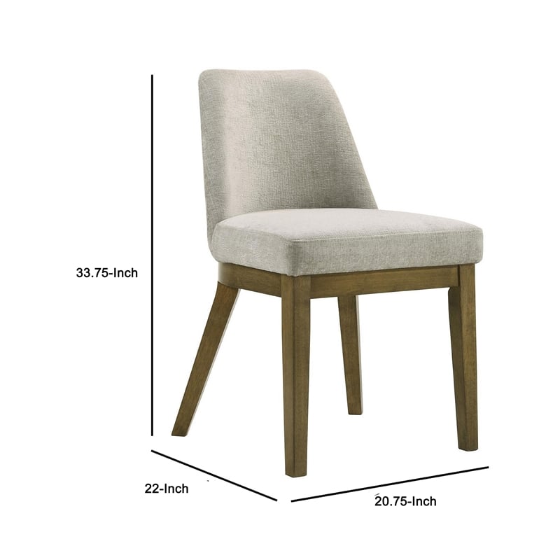 Pemberly Row Dining Armless Chair Set of 2 Tapered Legs in Oak Brown Wood Tan