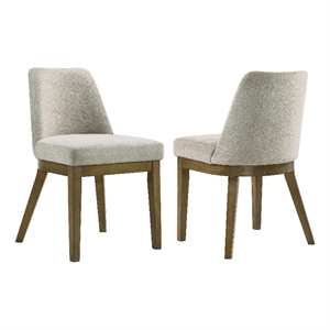 Pemberly Row Dining Armless Chair Set of 2 Tapered Legs in Oak Brown Wood Tan