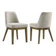 Pemberly Row Dining Armless Chair Set of 2 Tapered Legs in Oak Brown Wood Tan