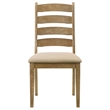 Pemberly Row Dining Side Chair Set of 2 Ladderback in Brown Wood Beige Fabric