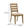 Pemberly Row Dining Side Chair Set of 2 Ladderback in Brown Wood Beige Fabric