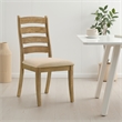 Pemberly Row Dining Side Chair Set of 2 Ladderback in Brown Wood Beige Fabric