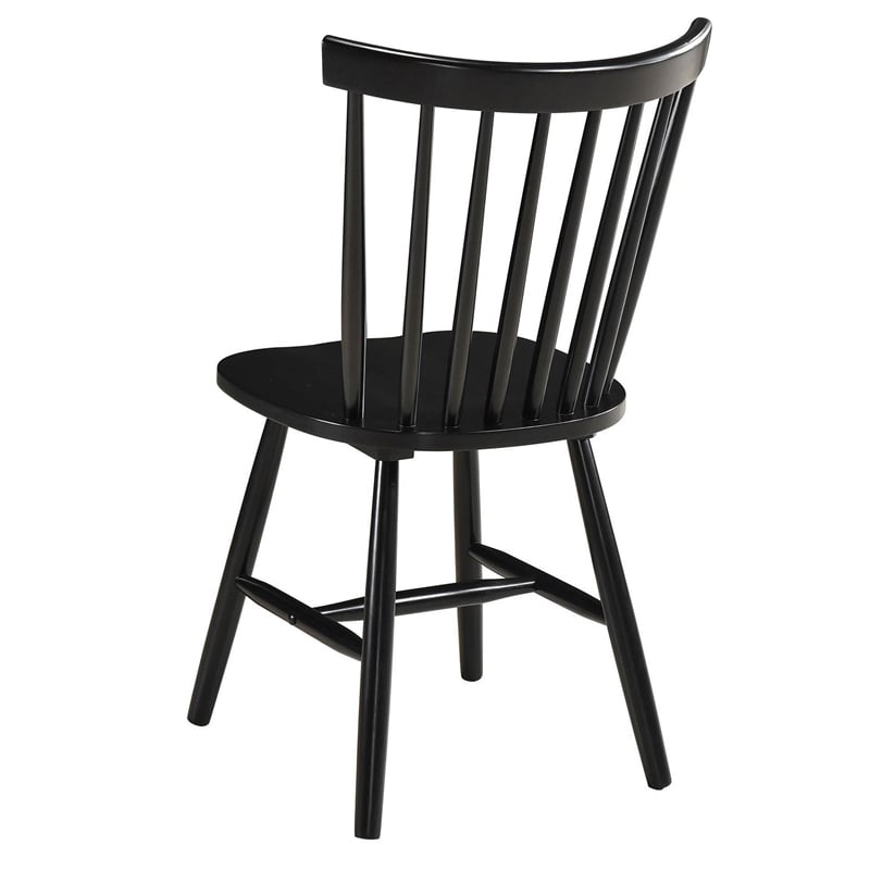Pemberly Row Dining Side Chair Set of 2 Spindle Back in Black Asian Hardwood