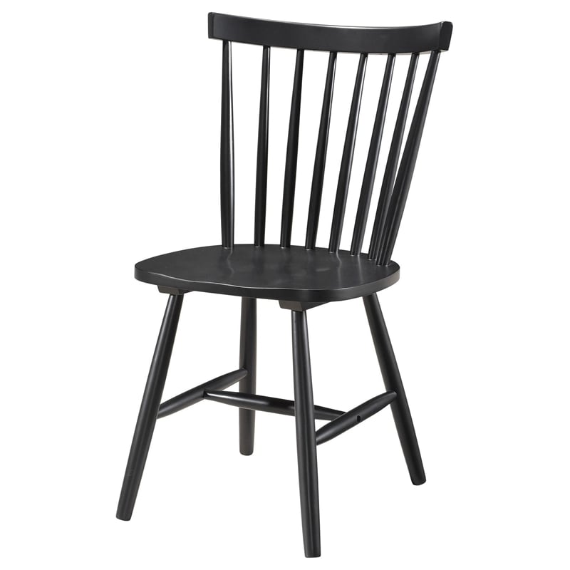 Pemberly Row Dining Side Chair Set of 2 Spindle Back in Black Asian Hardwood