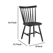 Pemberly Row Dining Side Chair Set of 2 Spindle Back in Black Asian Hardwood