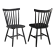 Pemberly Row Dining Side Chair Set of 2 Spindle Back in Black Asian Hardwood