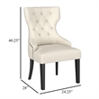 Pemberly Row Dining Side Chair Curved Barrel Design in Beige Fabric Black Wood