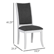 Pemberly Row Dining Side Chair Set of 2 Flared Legs in White Wood Gray Fabric
