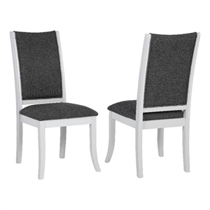Pemberly Row Dining Side Chair Set of 2 Flared Legs in White Wood Gray Fabric