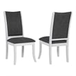 Pemberly Row Dining Side Chair Set of 2 Flared Legs in White Wood Gray Fabric