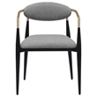Pemberly Row Dining Armchair Set of 2 Modern Gray Fabric Sleek Black Metal