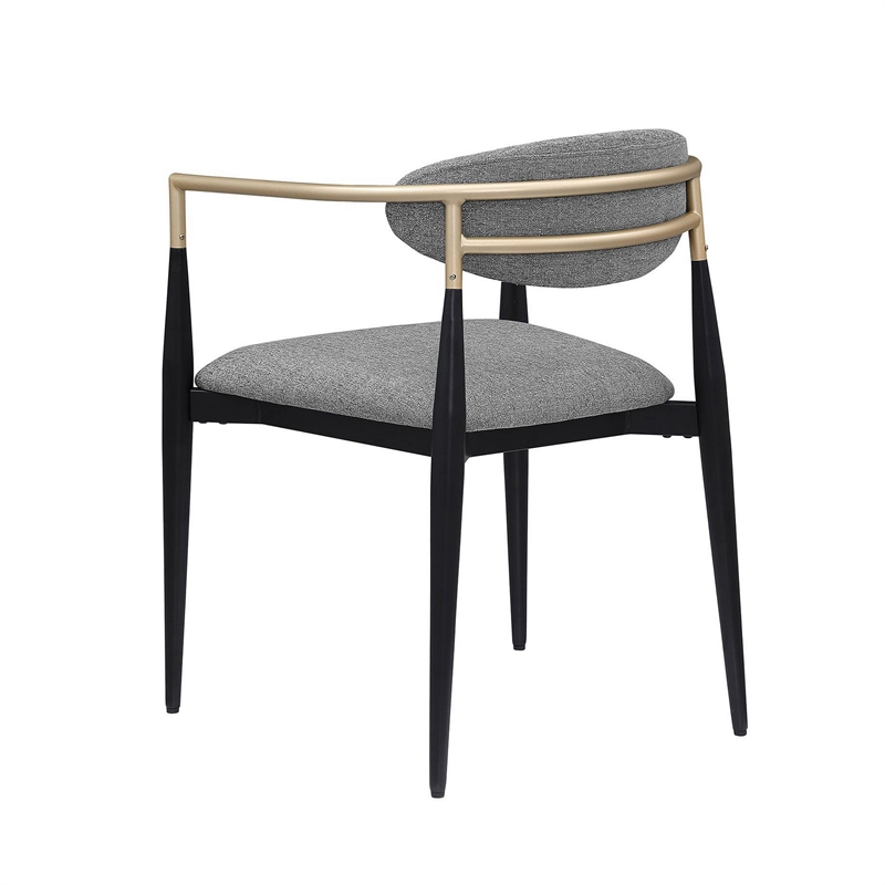 Pemberly Row Dining Armchair Set of 2 Modern Gray Fabric Sleek Black Metal